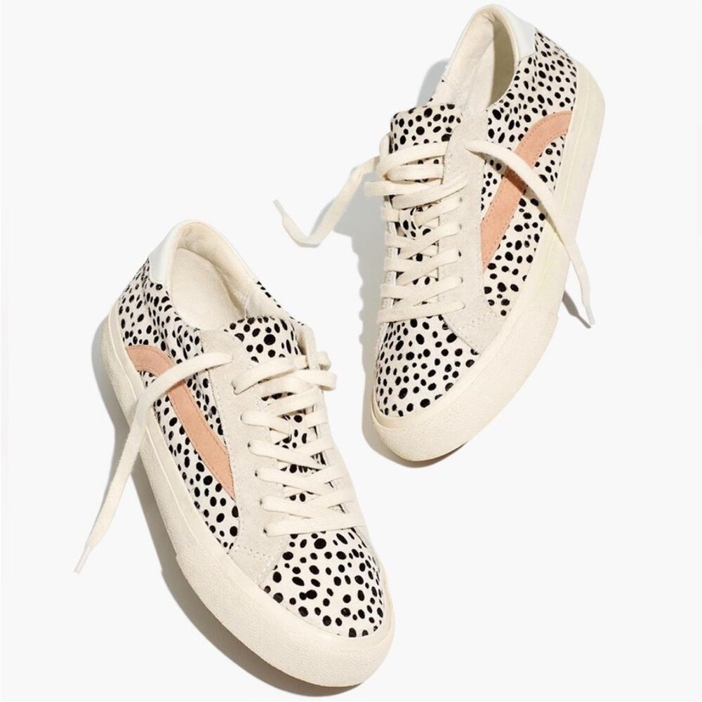 Madewell White and Pink Polka Dot Sneakers - Picture 2 of 8